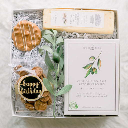 Simple birthday gift box with snacks The Basketry