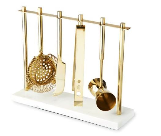 Gold & Marble Bar Tool Set by Twine