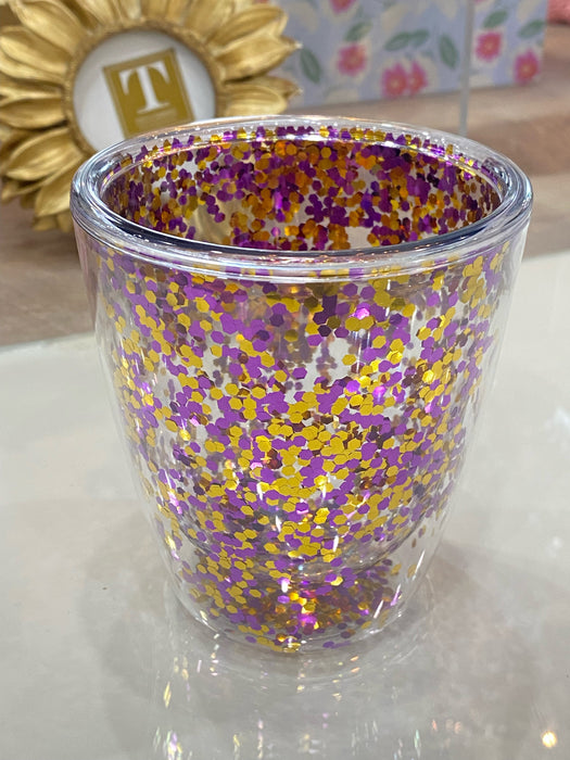 Purple and Gold Acrylic Glitter Wine Glass