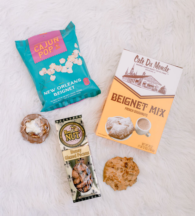 Cafe du Monde beignets Cajun Pop popcorn pralines honey pecans Southern snack gift box