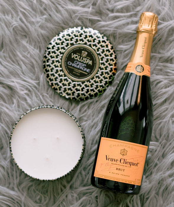 Veuve Cliquot champagne gift with Voluspa candle gift box