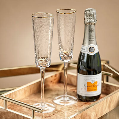 Gold Rim Triangular Champagne Flute