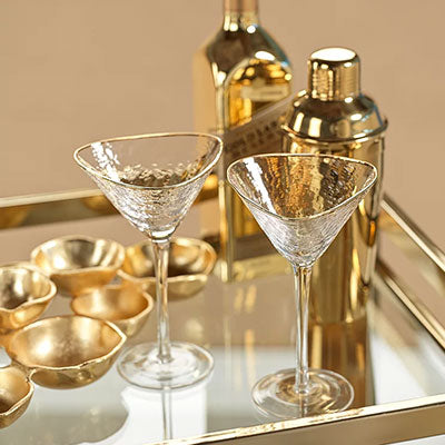 Gold Rim Triangular Martini Glass