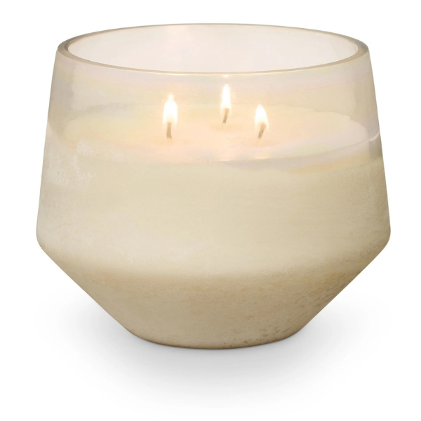 Winter White Large Baltic Glass Candle