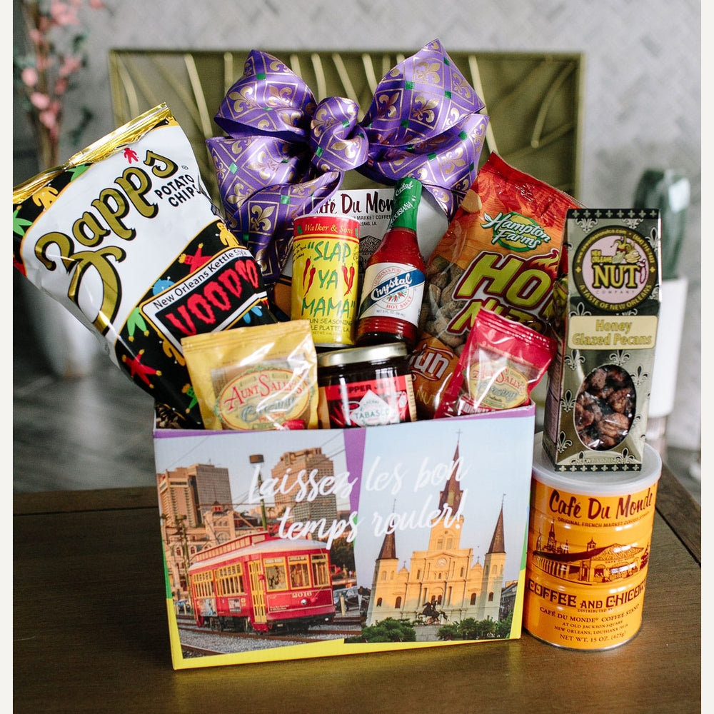 New Orleans favorite snacks gift basket Louisiana party 