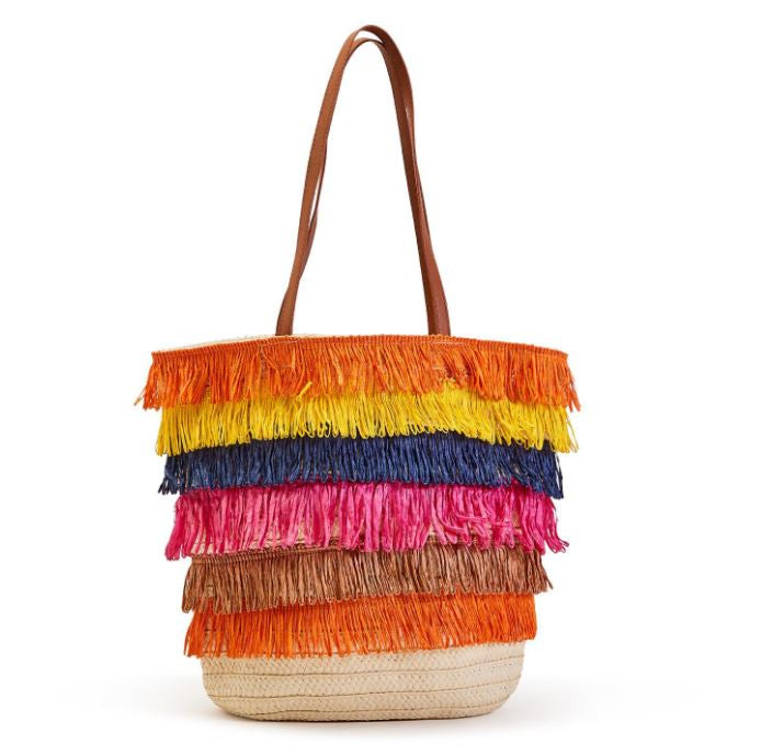Fringe Straw Woven Tote
