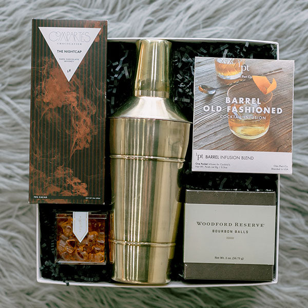 The Basketry shake it up gold shaker gift box