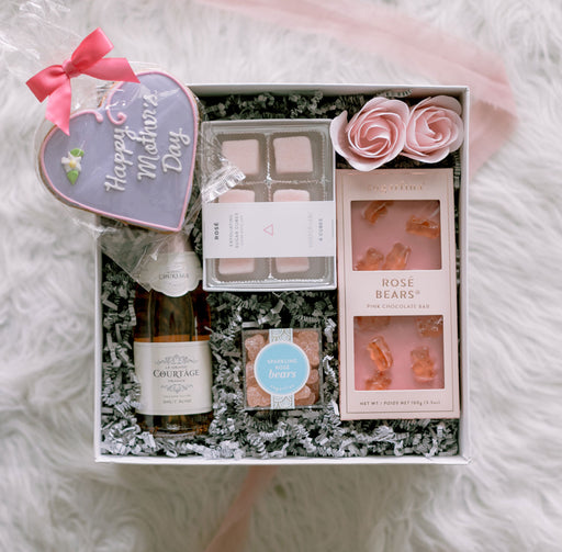 Mother's Day gift box with snacks and champagne