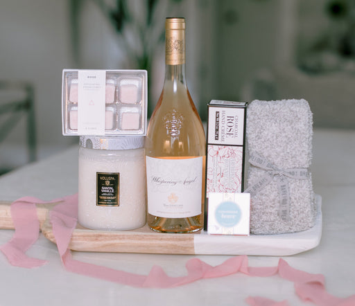 Whispering Angel Rose' and relaxation gift basket