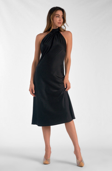 Satin Midi Halter Neck Dress Medium Satin Midi Halter Neck Dress — The Basketry by Phina